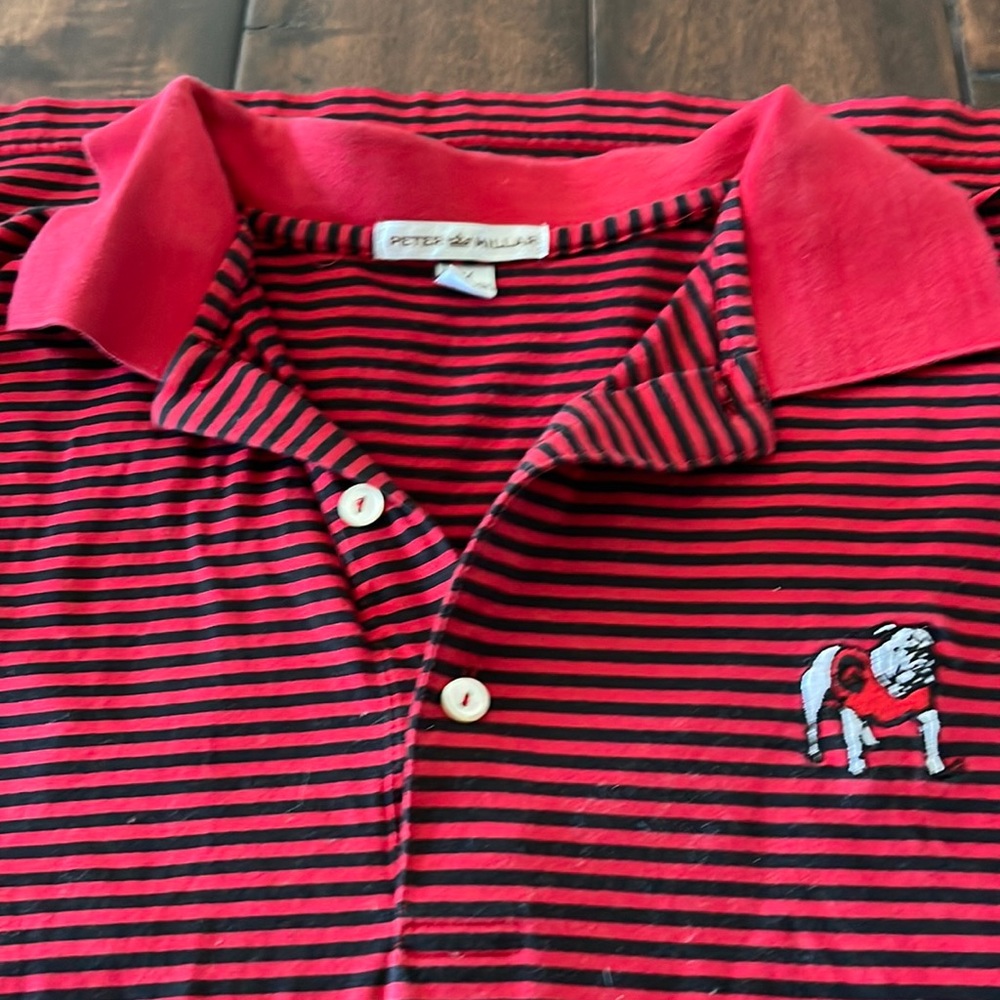 Peter Millar Size Medium Red and Black UGA Bulldog embroidered polo.
